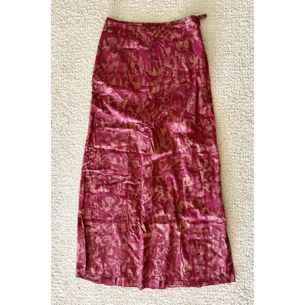 Peruvian Connection Abstract Animal Print Skirt Brick Red Size 6 Pima Cotton